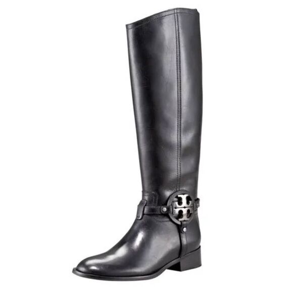 TORY BURCH Aaden Black Leather Riding Boot Size 5M